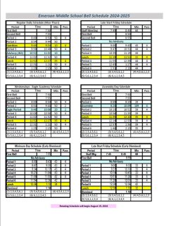 EMS Bell Schedule 2024-2025